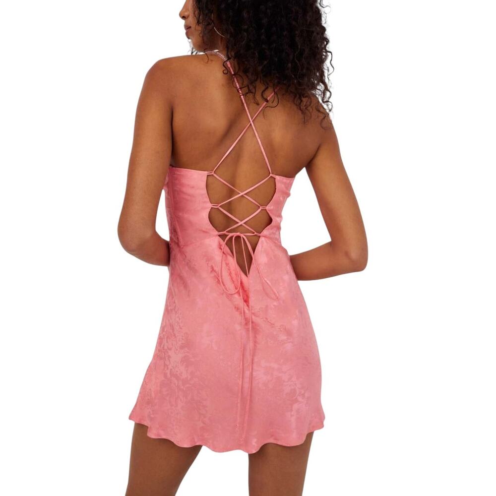 FOR LOVE & LEMONS Gabrielle Mini Dress Coral Pink Small  Y2K 90s NWT‎ $225 - Picture 4 of 7